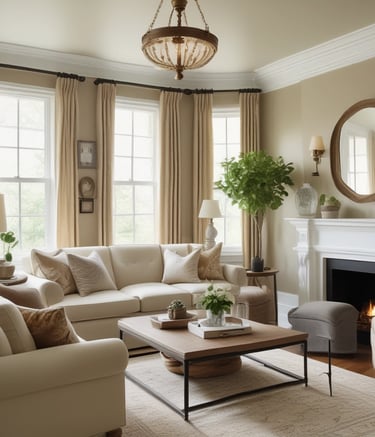 Salotto elegante con colori caldi