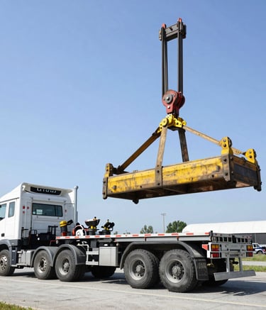 A multi-axle trailer navigating a highway with a large industrial machine.