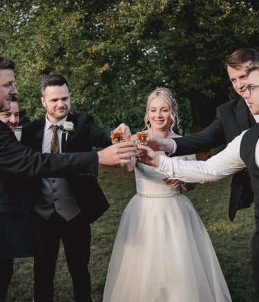 Wedding guests celebrating during evening reception in Leeds – documentary wedding photography by Th