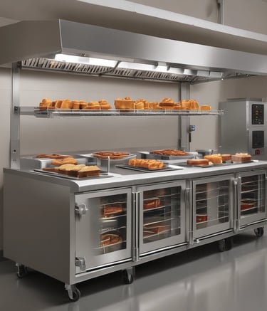 Array of stainless steel spare parts neatly organized on shelves.