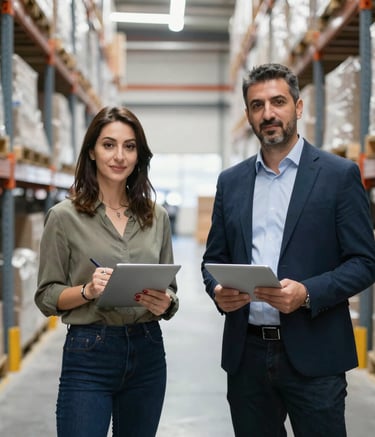 Customs clearance paperwork being processed with focused precision at an office desk.