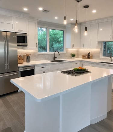 Exterior home facelift with new siding and landscaping.