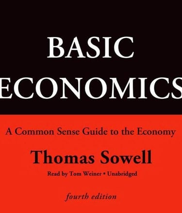 Cover of Basic Economics by Thomas Sowell, a clear guide to economic principles for all readers.