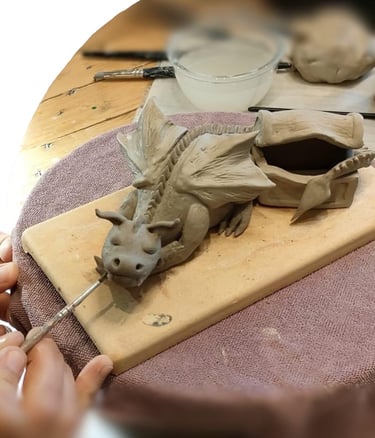 coeur d 'Orion sculptures énergétiques dragon en terre