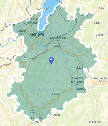 a map of France and Switzerland