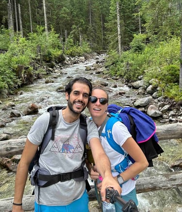 a couple taking a selfie in tatra mountain in poland
