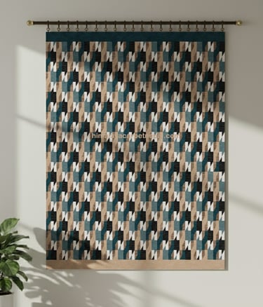 Custom bespoke handmade rugs crafted in Nepal- geometric wall-hanging- Himalaya Carpet Industries