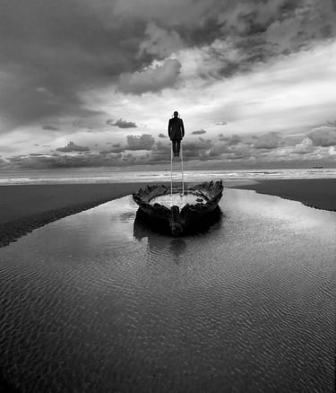 art contemporain florent studio lille paris saint omera man standing on a boat in the water