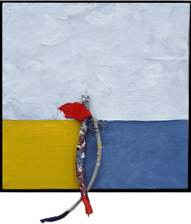 une peinture trois couleurs et des fils de couleur