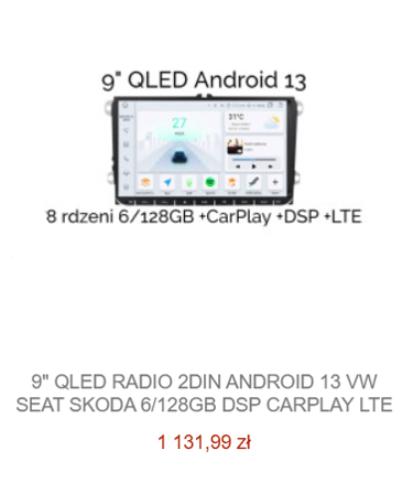 Radio 2din VW SEAT SKODA