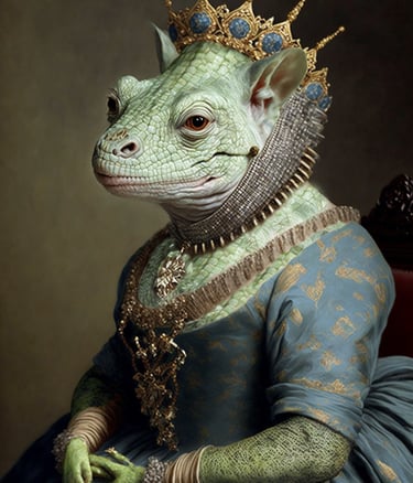 a lizard lizard lizard in a blue dress
