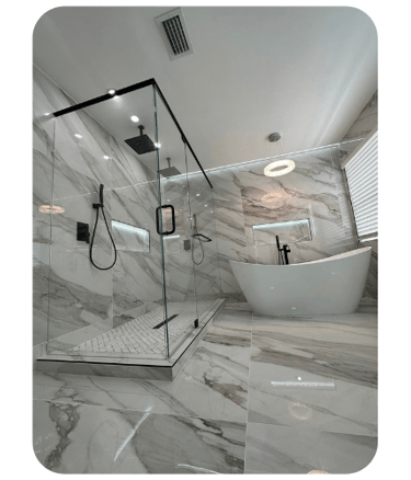 Luxury marble shower after deep cleaning service in Denver home by SparkEaseCleaning