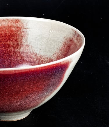 a bowl of red and white bowl of food