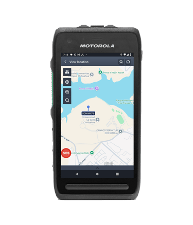 Motorola LEX L11 showing the search screen for other devices on the map.
