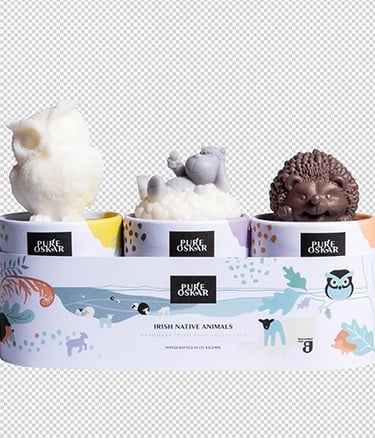three different kinds of ice creams in a display case
