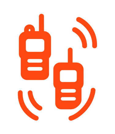 Icono de radios conectados en red sin nodo central, representando comunicación MESH autónoma y resis