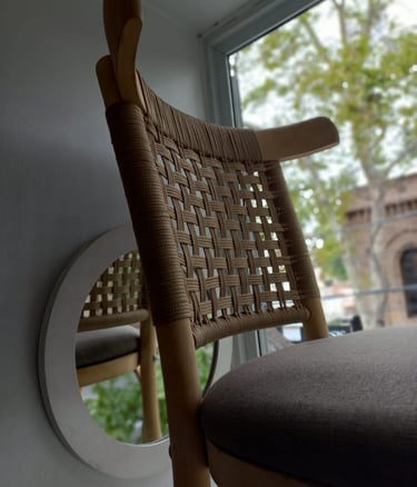 Silla de restaurant tejida con cordoón