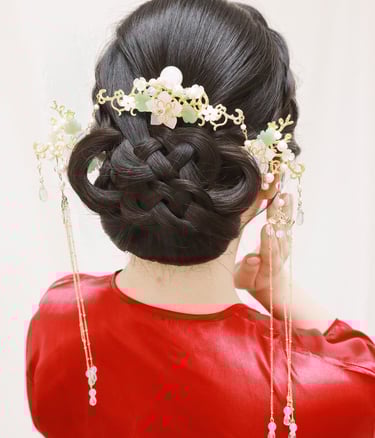 新娘裙褂同心結步搖髮型