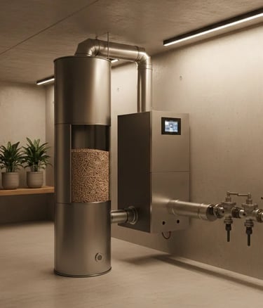 Chaudière biomasse performante installée par BH Bruno Holin à Montvendre pour chauffage écologique