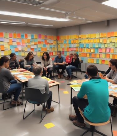 A group meeting outdoors discussing plans for community asset transfer.