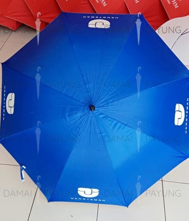 Payung promosi polos golf biru silver uang teman 2