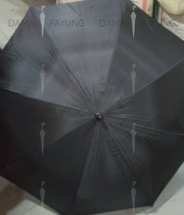 Payung promosi polos golf Rosida premium hitam silver paris