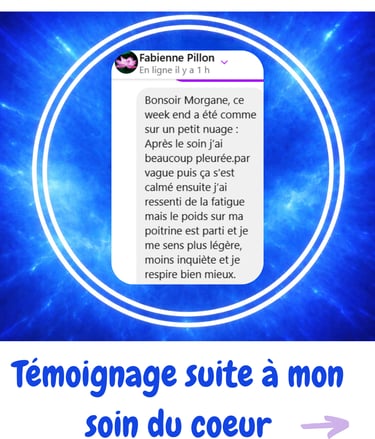 témoignage dans deux cercles et un fond bleu