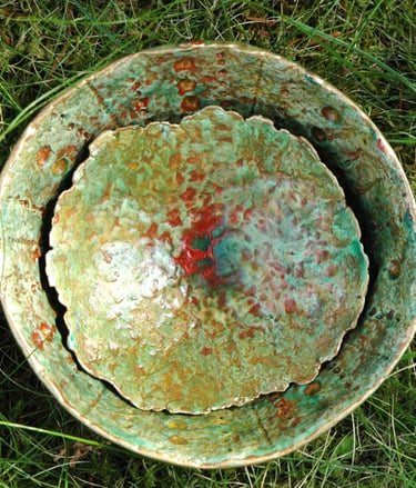 coupe bol inspiration vallauris vintage 50 rouge  et vert terres de papier argile végérale