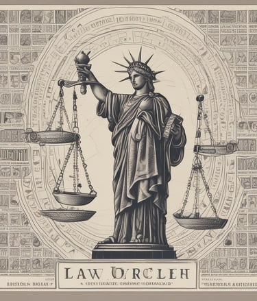 A close-up of a vintage law book with a gavel resting on top, set against a dark wooden background.