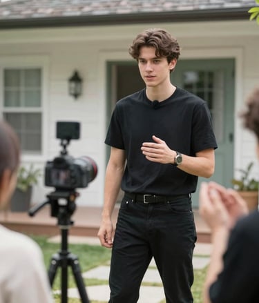 A vibrant photo of an influencer engaging with a lively audience at a branded event.