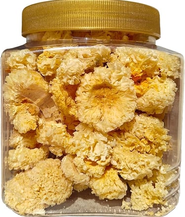 a jar of dried flowers in a jar