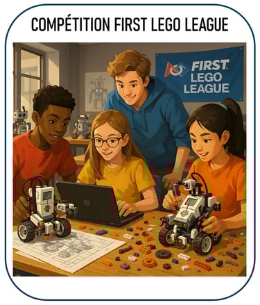 photo illustrant des jeunes préparant la compétition FIRST LEGO League : un groupe d’adolescents aut