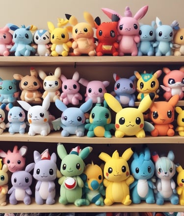 A cozy gaming setup featuring a retro console, controllers, and anime posters in the background.