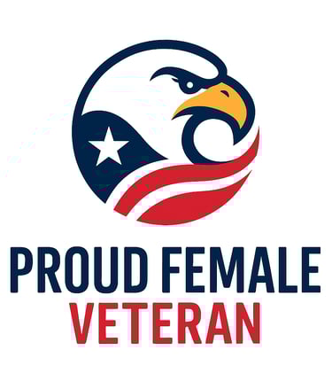 Proud female veteran badge - veteran-owned career coaching and professional services