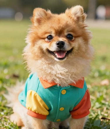 perrito colorido en el parque