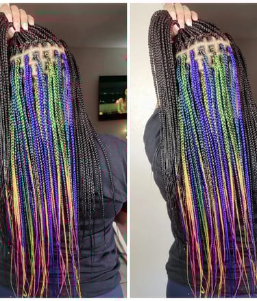a woman with long colorful box braids