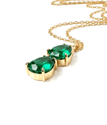 Colar Colombiana Em prata com banho de ouro amarelo 18k+2 esmeraldas colombianas