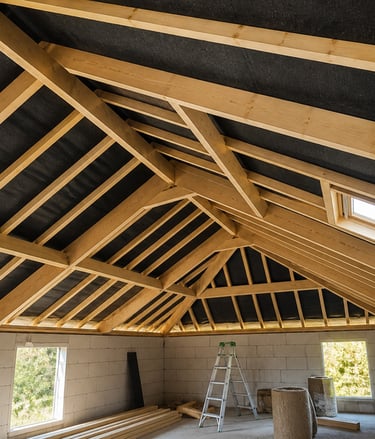 Charpente en bois – structure de toiture intérieure