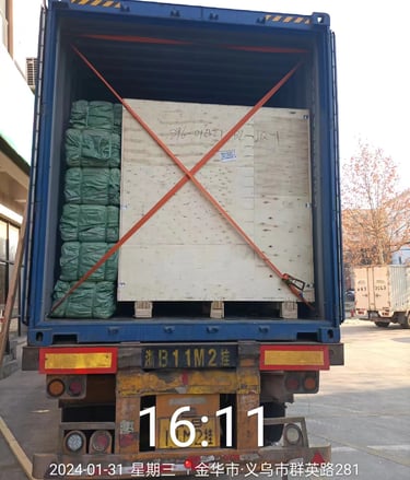 Completion of container loading with truck mounted crane