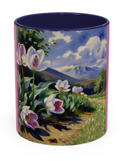 Coffee mug with an illustration from A Bloom for Wiggles