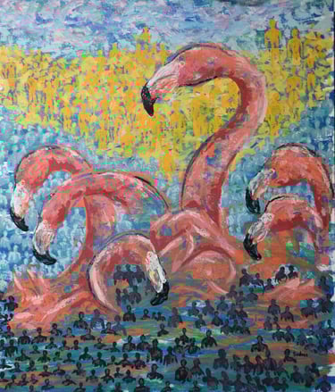 Obra: Flamencos en su habitad del autor Pablo Sedres
