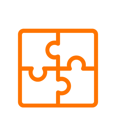 Ícono de flexibilidad operativa con piezas de rompecabezas