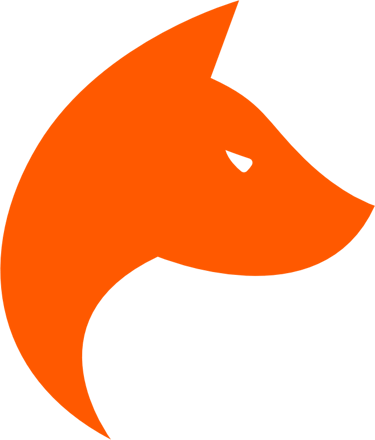 Raposa na cor laranja, mascote da marca