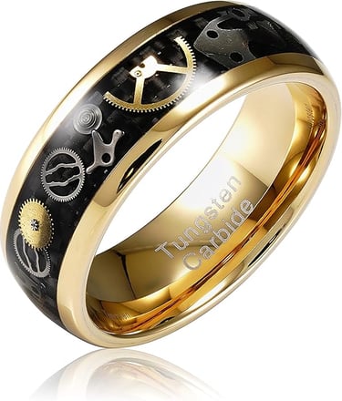 Steampunk Gear Tungsten Band Ring