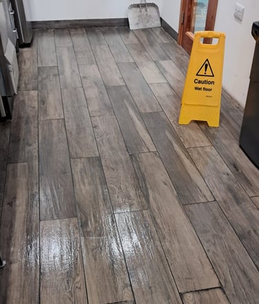 mopped floor in a business