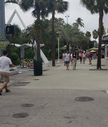 Pedestrian street with bicycle parking in Miami Florida
