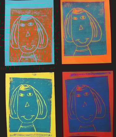 4 prints of a child's face