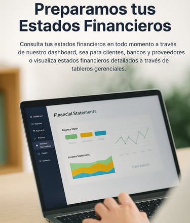 En Kontabi elaboramos tus estados financieros en línea, siempre disponibles 24/7 en tableros interactivos fáciles de usar. Ob