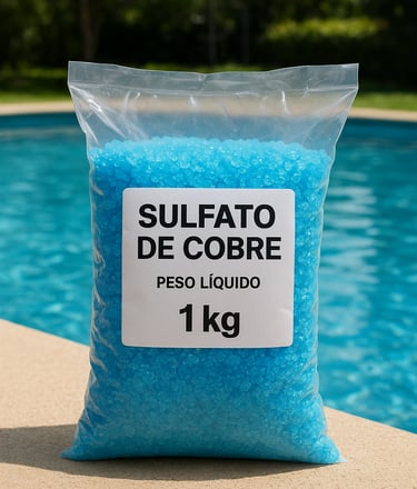 O sulfato de cobre é um algicida usado em piscinas para matar e prevenir o crescimento de algas, que