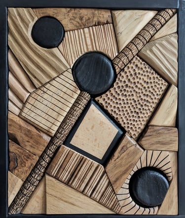 Tableau bois Umoja, relief géométrique naturel, Fabrice Deshayes, Kandfact